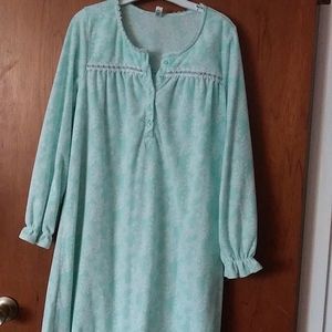 Floral printed teal and white nightgown
